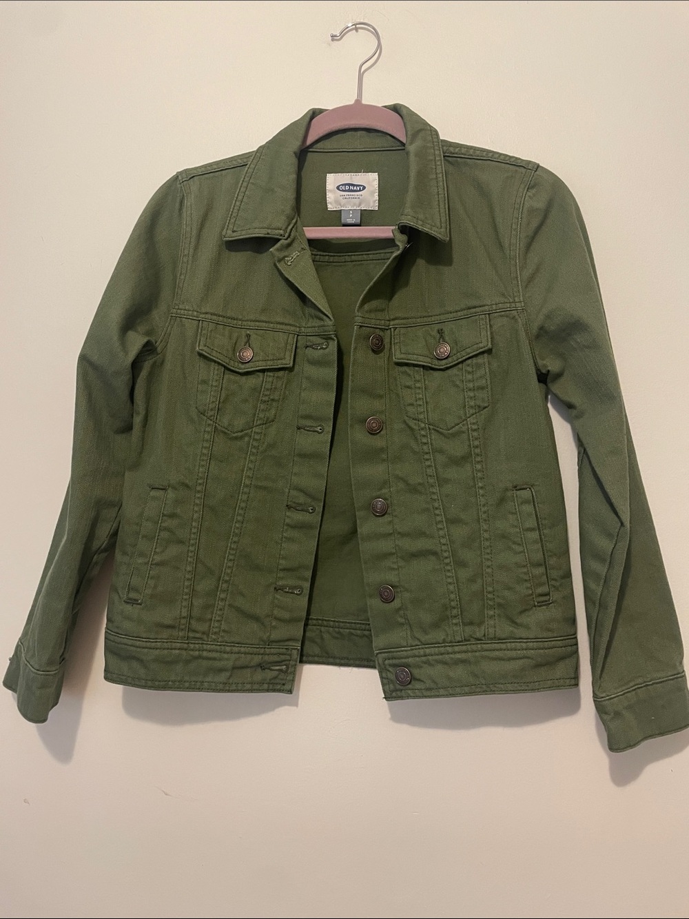 Old Navy Olive Green Trucker Denim Jacket